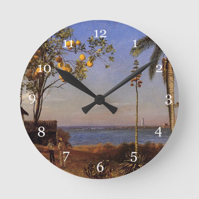 A View in the Bahamas by Bierstadt Albert. Round Clock (Front)