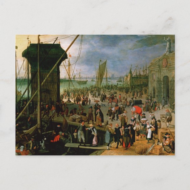 A View of Antwerp harbour Postcard (Front)