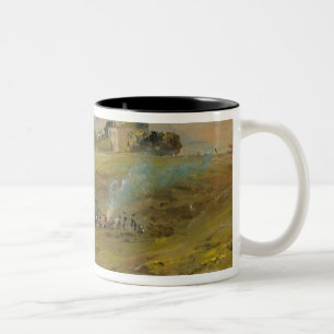 A View of Hampstead Heath, with figures round a bo Two-Tone Coffee Mug