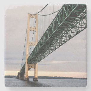 A view of Mackinac Bridge from Lake Michigan 2 Stone Coaster
