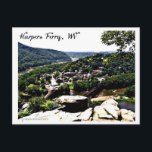 A View of Modern Day Harpers Ferry Postcard<br><div class="desc">This pretty photo is from the scenic viewing area atop Maryland Heights, across the river from Harpers Ferry. Those who are travelling through this historic town or who simply collect postcards will enjoy owning or sending this card to friends and family. Doubles as a creative invitation card to an event...</div>