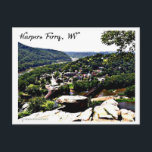 A View of Modern Day Harpers Ferry Postcard<br><div class="desc">This pretty photo is from the scenic viewing area atop Maryland Heights, across the river from Harpers Ferry. Those who are travelling through this historic town or who simply collect postcards will enjoy owning or sending this card to friends and family. Doubles as a creative invitation card to an event...</div>