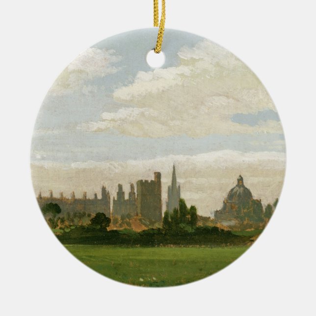 A View of Oxford (oil on millboard) Ceramic Tree Decoration (Front)