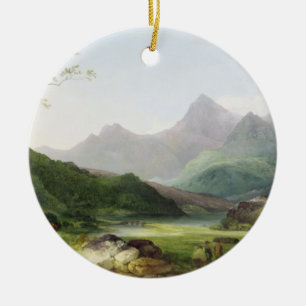 A View of Snowdon from Capel Curig, 1787 (oil on c Ceramic Tree Decoration