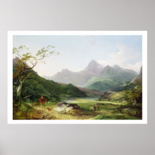 A View of Snowdon from Capel Curig, 1787 (oil on c Poster