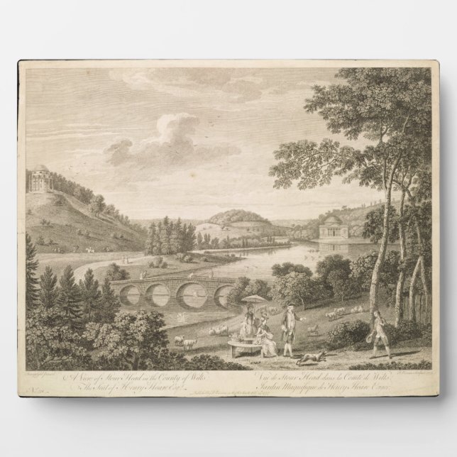 A view of Stour Head in Wiltshire (engraving) Plaque (Front)