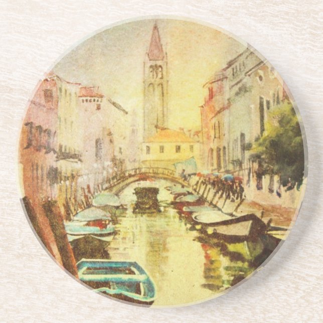 A View Of The Canal With Boats And Buildings Coaster (Front)