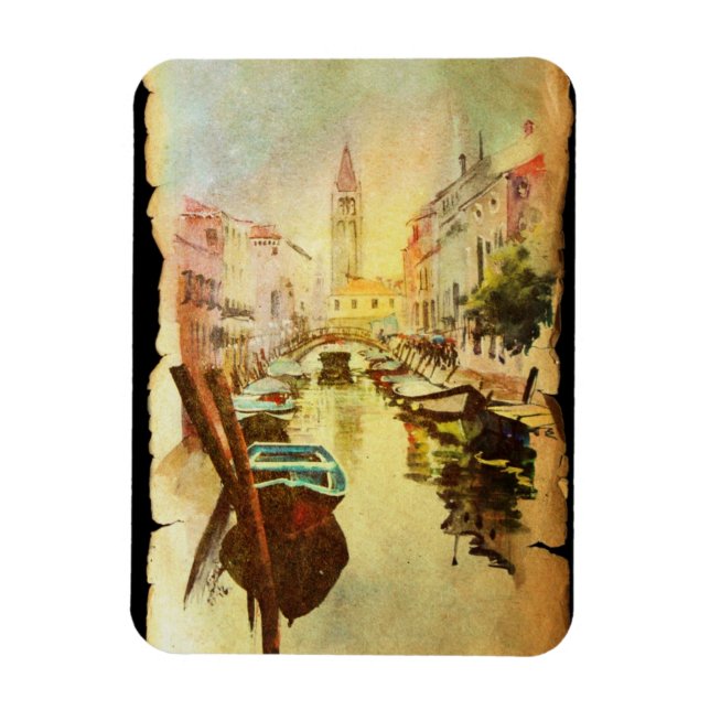 A View Of The Canal With Boats And Buildings Magnet (Vertical)