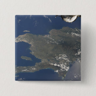 A view of the Caribbean island of Hispaniola 15 Cm Square Badge