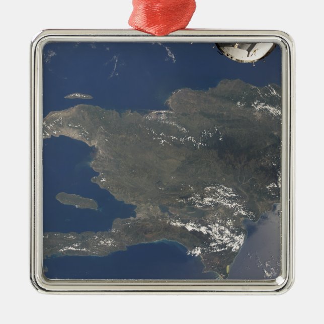 A view of the Caribbean island of Hispaniola Metal Tree Decoration (Front)