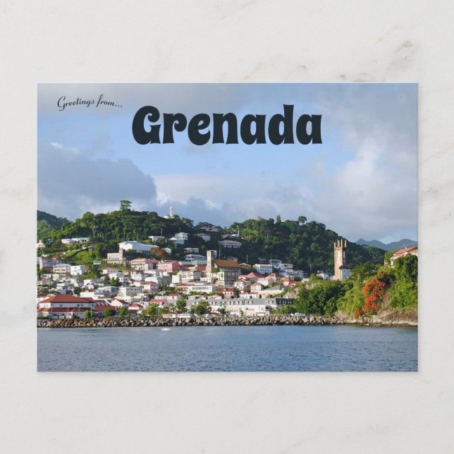 A View of the Coastline in Grenada Postcard (Front)
