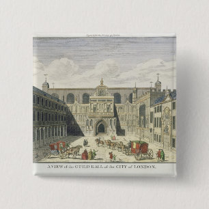 A View of the Guild Hall of the City of London, fr 15 Cm Square Badge