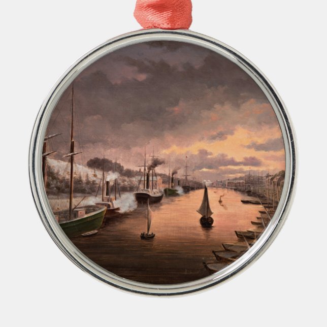 A View of the River Aura in Turku Metal Tree Decoration (Front)