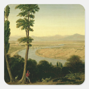 A View of the Tiber and the Roman Campagna Square Sticker