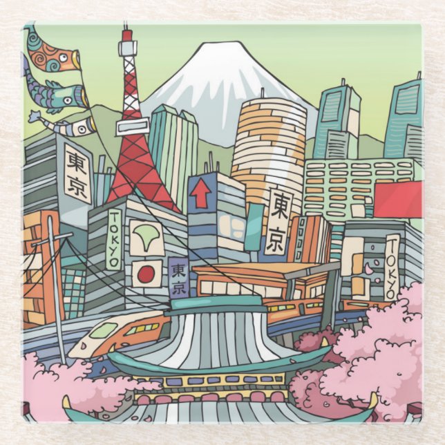 A View of Tokyo Glass Coaster (Front)