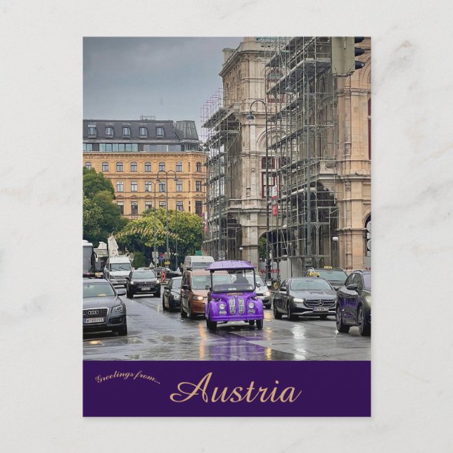 A View of Vienna Austria on a Rainy Day Postcard (Front)