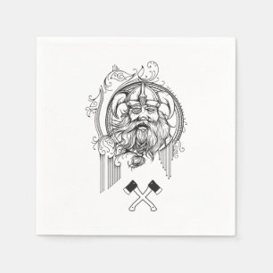 a viking and two mighty axes. napkin