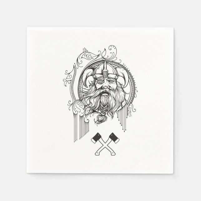a viking and two mighty axes. napkin (Front)