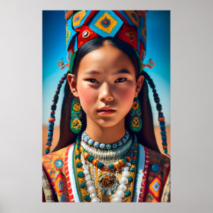 A village girl from northern China, decorated Poster