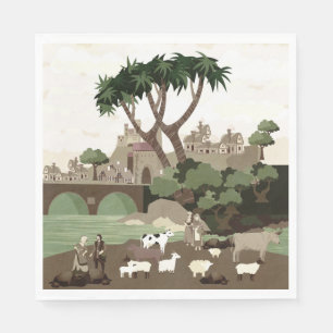 A village in the Middle Ages Napkin