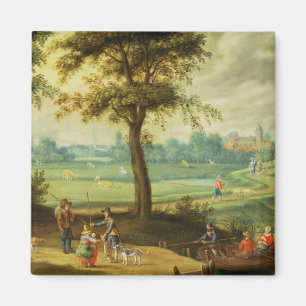 A Village Landscape by a River Magnet