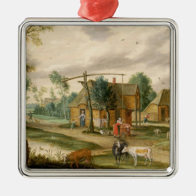 A village landscape metal tree decoration (Front)
