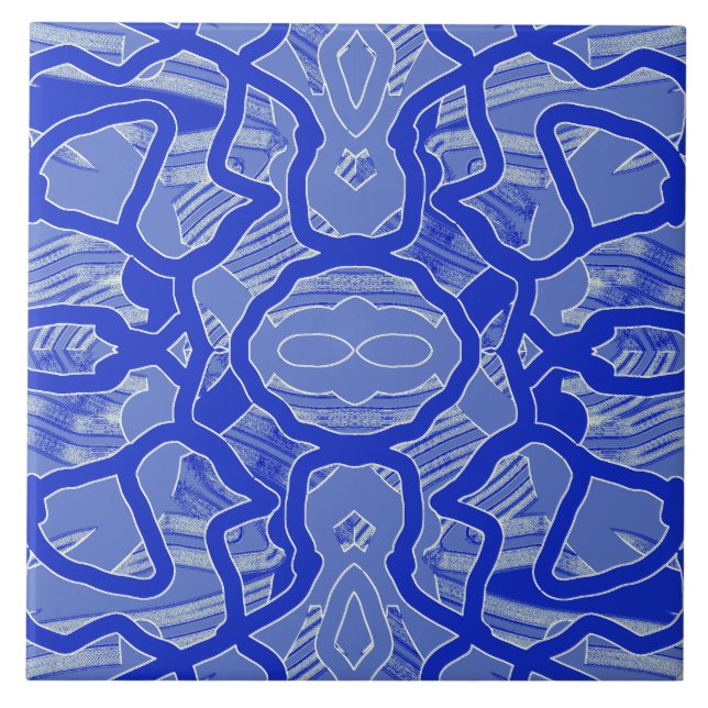 A vintage blue colour classic pattern  tile (Front)