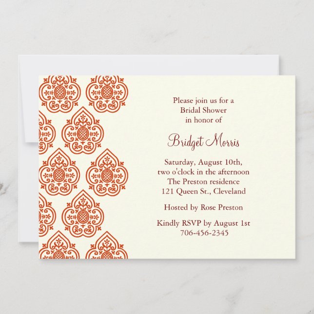 A Vintage Damask Bridal Shower Invitation (Front)