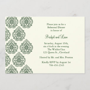 A Vintage Damask Rehearsal Dinner Invitation