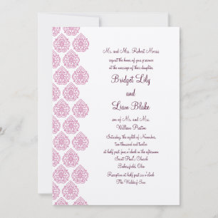 A Vintage Damask Wedding Invitation pink/off-white