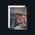 A Vintage Family Scenic Dinner at the Bridge  Postcard<br><div class="desc">A collage made and photographed by Angelandspot in the year 2026 with vintage images from a magazine of a family eating dinner and a bridge at night</div>