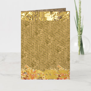 A vintage floral pattern with intricate brown desi foil holiday card