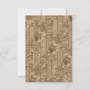 A vintage floral pattern with intricate brown desi thank you card