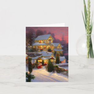 A Vintage Home Decorated for Christmas Blank Card