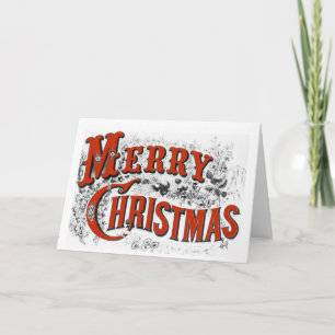 A vintage Merry Christmas in Red Holiday Card