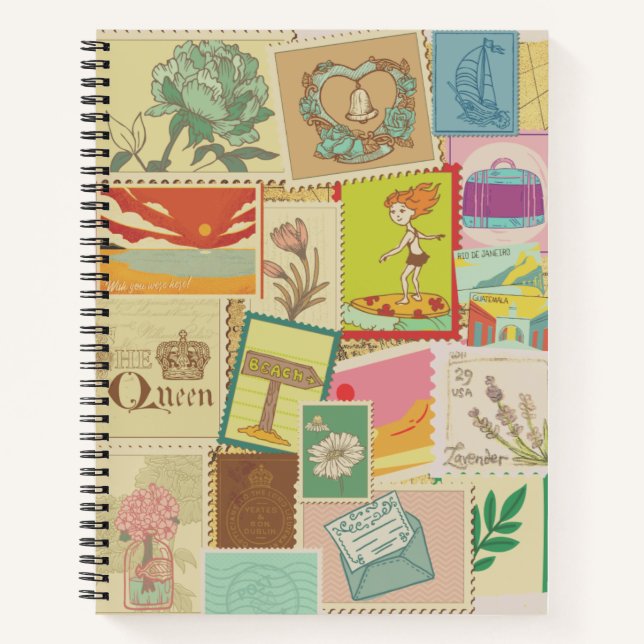 A Vintage Postcards Travelling Journal with Map (Front)