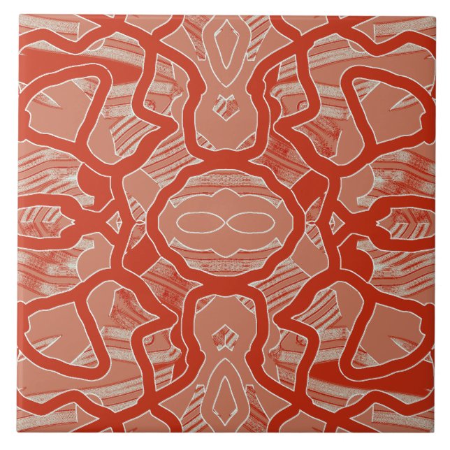 A vintage red colour classic pattern  tile (Front)