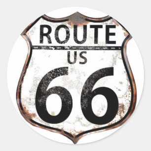 A Vintage Route 66 Road Sign Classic Round Sticker