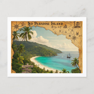 A vintage-style postcard of a hidden paradise isla