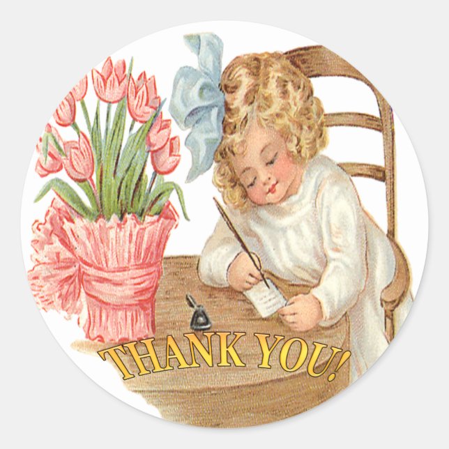 A Vintage Thank You Note Classic Round Sticker (Front)