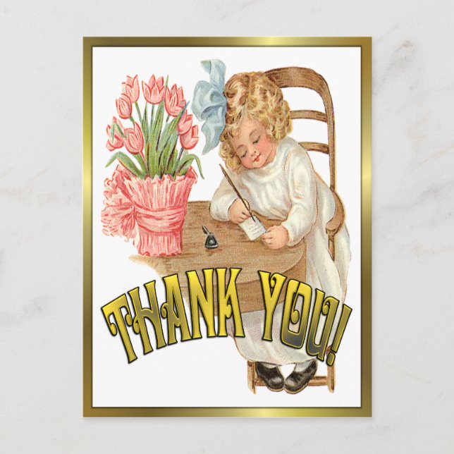 A  Vintage Thank You Note Postcard (Front)