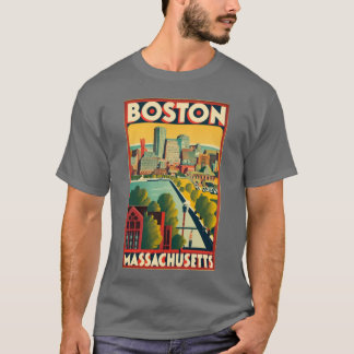 A Vintage Travel Art of Boston Massachusetts US T-Shirt