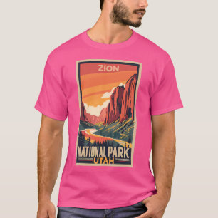 A Vintage Travel Art Of The Zion National Park - U T-Shirt