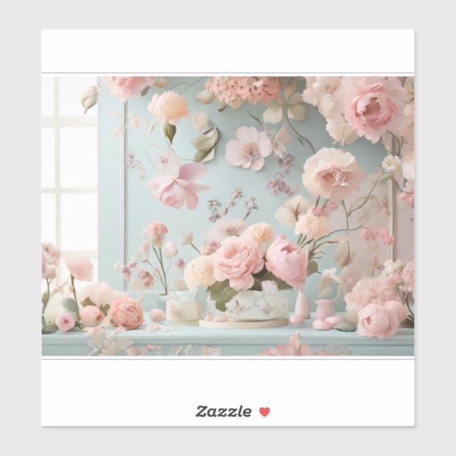 A Vintage Waltz of Petals on Stickers (Sheet)
