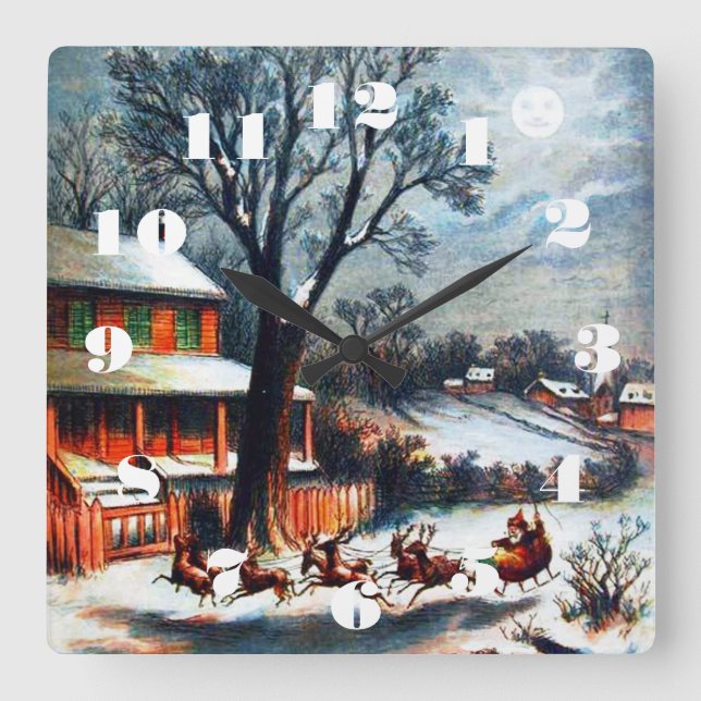 A Visit From Santa Square Wall Clock (Front)