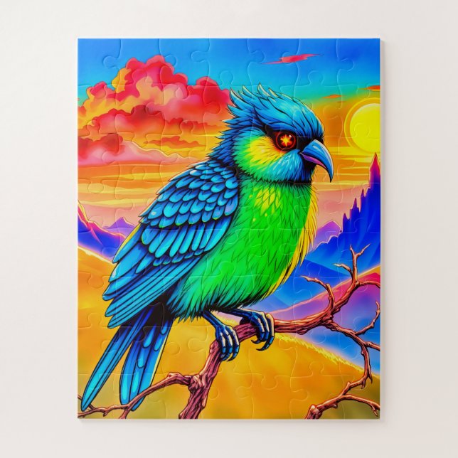 A vivid, fantastical bird children's jigsaw puzzle (Vertical)
