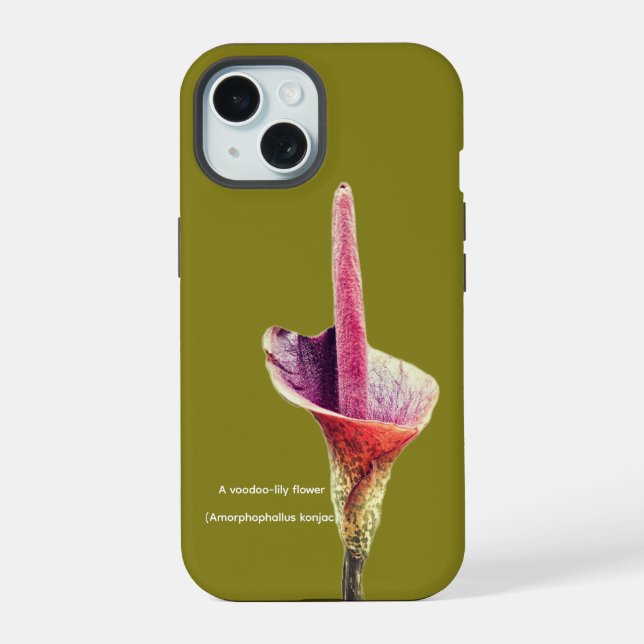 A voodoo-lily flower iPhone 15 case (Back)
