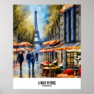 A Walk In Paris Wall Art Poster Print Vivid Colour
