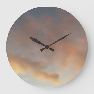 A walk in the clouds 3 Pink clouds in a blue sky,  Large Clock