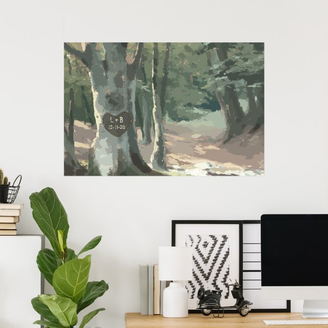 A Walk in the Woods: Personalized Tree Carving Poster (Home Office)